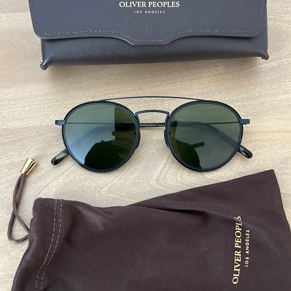 Oliver People’s Ellice Sunglasses Black with Green Lenses